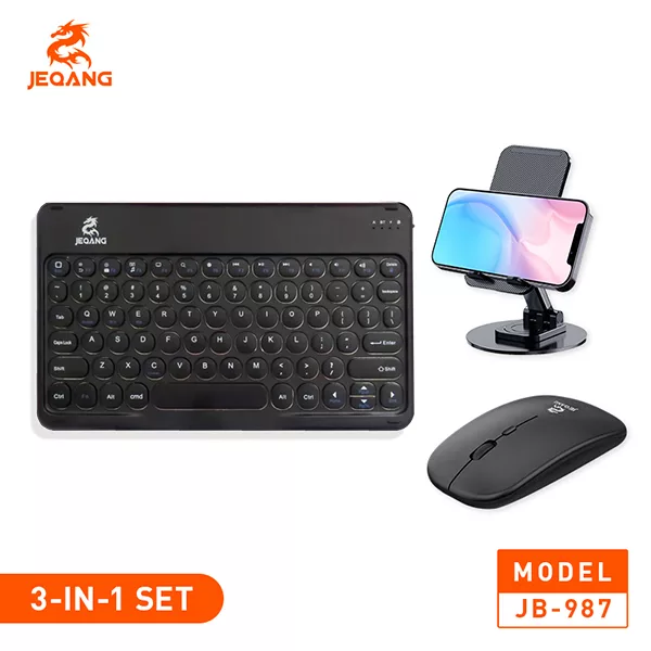 کیبورد و ماوس بلوتوثی جکنگ مدل JB-987 3 In 1 SET