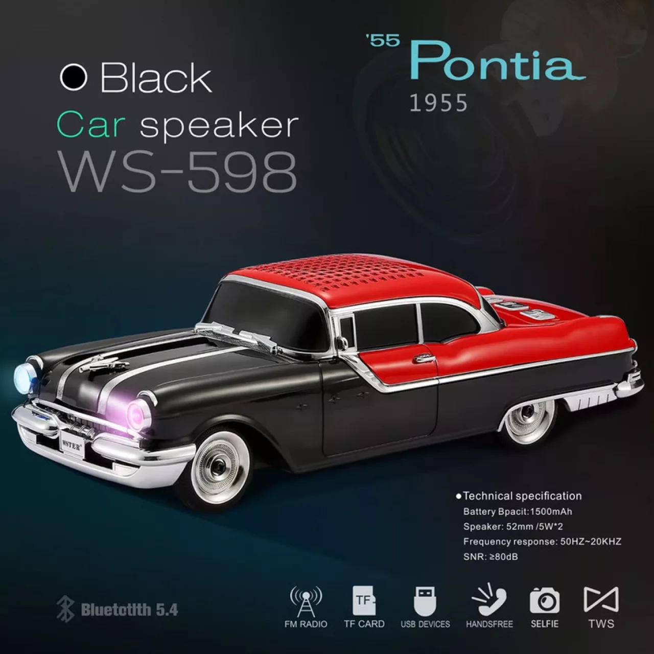 اسپیکر بلوتوثی قابل حمل وستر مدل WSTER WS -598 طرح شورلت