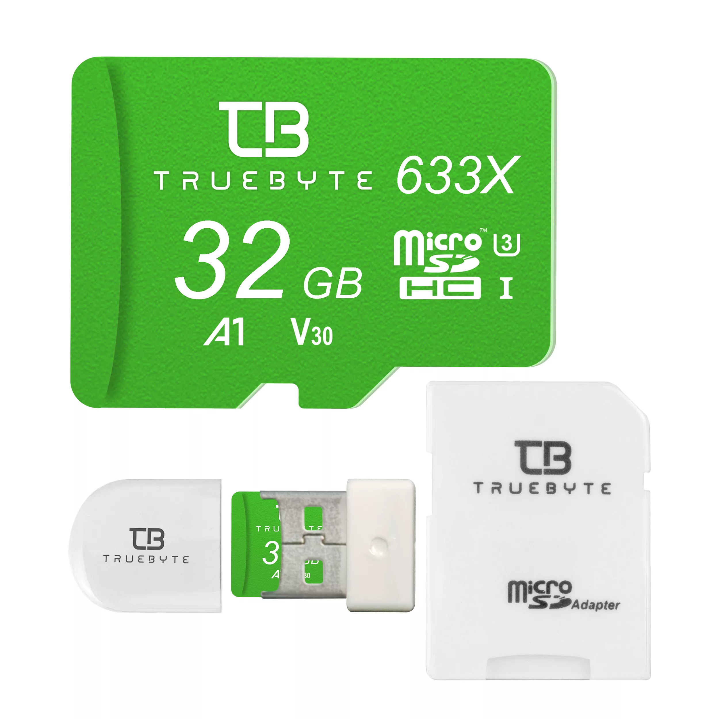 کارت حافظه microSDHC تروبایت مدل A1-V30-633X کلاس 10 استاندارد UHS-I U3 سرعت UHS-I U3 سرعت 95MBps ظرفیت 32 گیگابایت به همراه آداپتور SD و کارت خوان کارت حافظه microSDHC تروبایت مدل A1-V30-633X کلاس 10 استاندارد UHS-I U3 سرعت UHS-I U3 سرعت 95MBps ظرفیت 32 گیگابایت به همراه آداپتور SD و کارت خوان