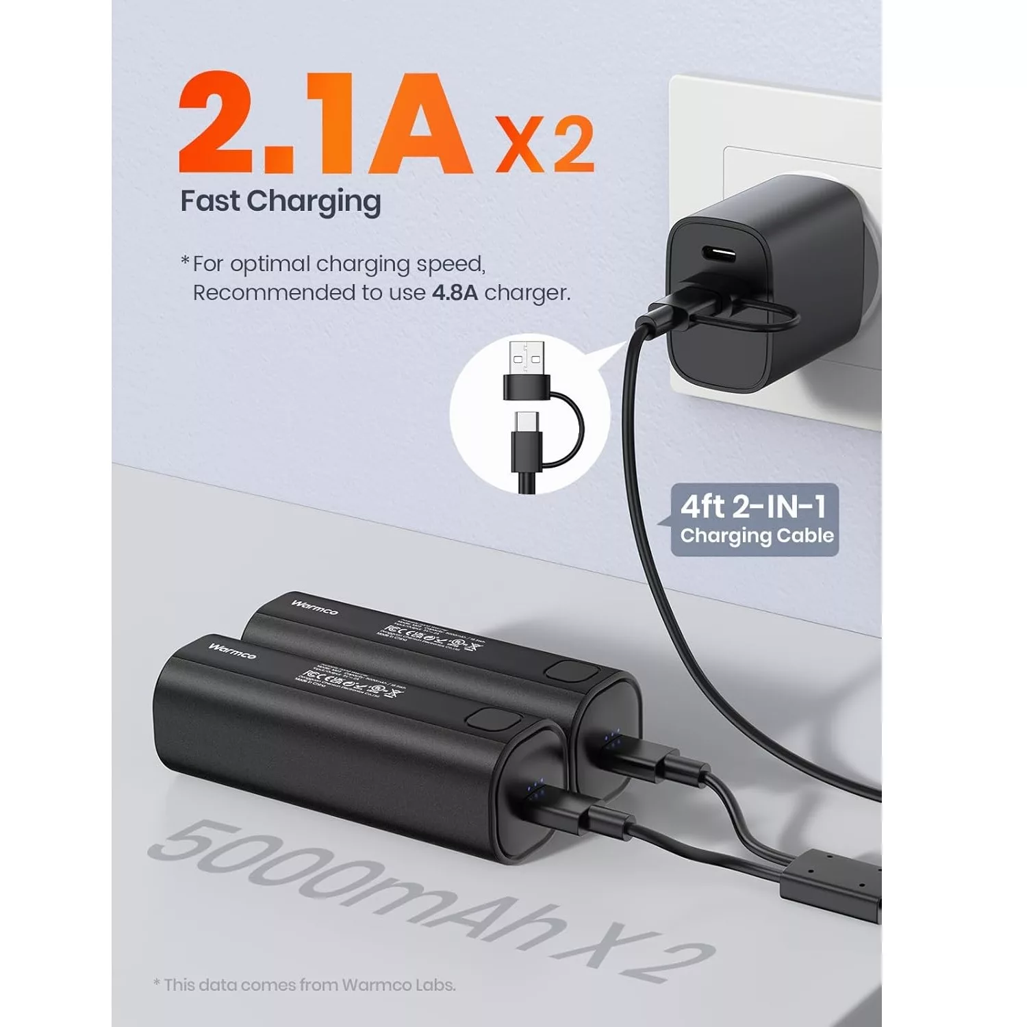 پاوربانک وارمکو مدل M02 ظرفیت 10000 میلی آمپرساعت مجموعه 2 عددی