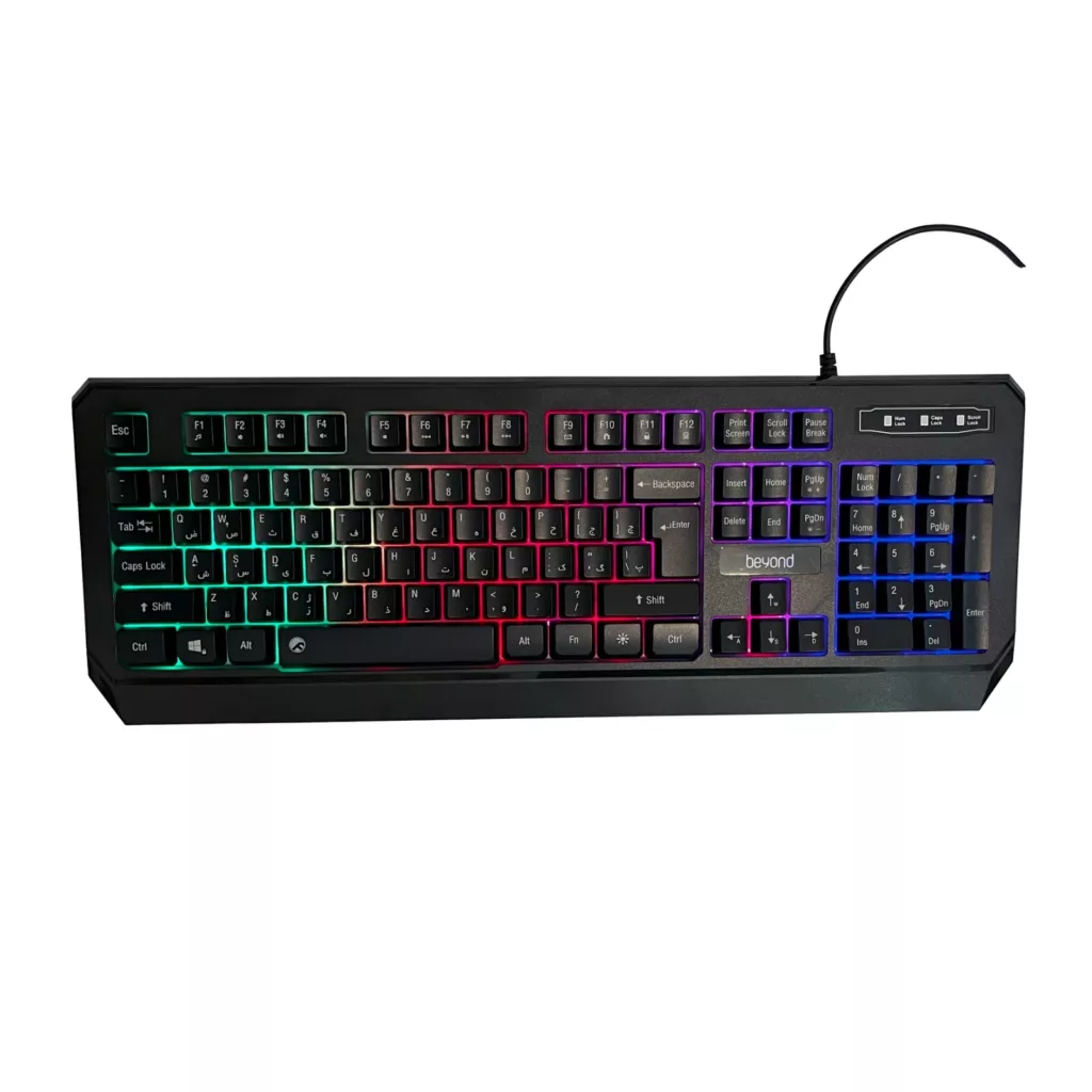 کیبورد بیاند مدل Bk-7140، سوئیچ ممبران، Full-size، نورپردازی LED RGB