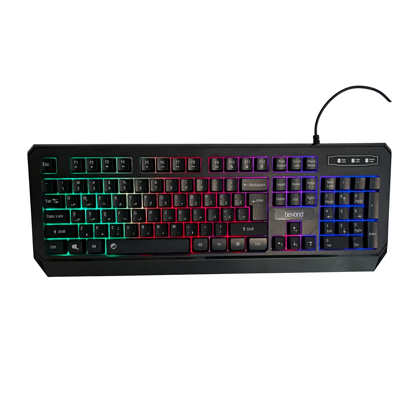 کیبورد بیاند مدل Bk-7140، سوئیچ ممبران، Full-size، نورپردازی LED RGB