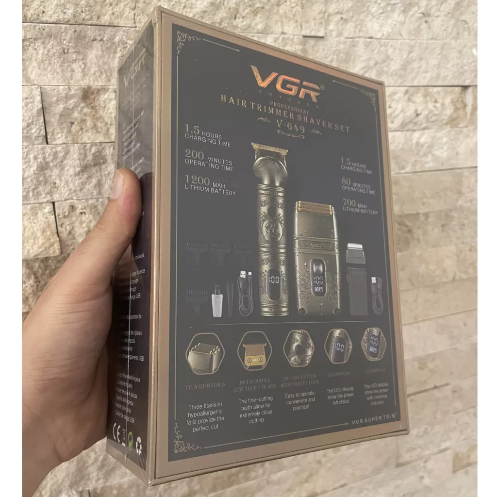 ست ماشین اصلاح موی صورت و بدن وی جی ار مدل V-649