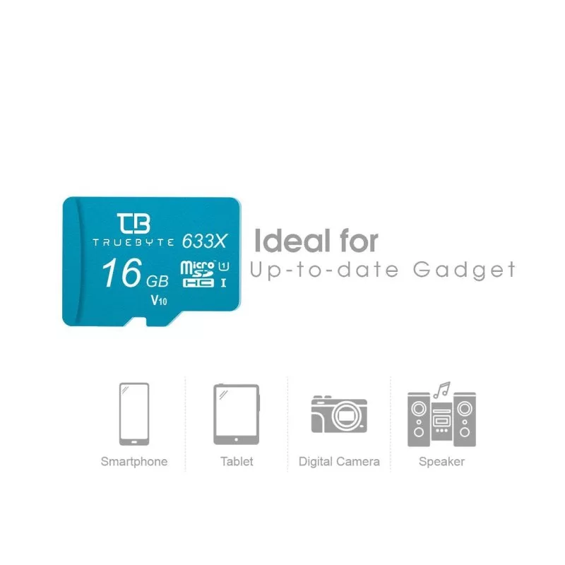 کارت حافظه MicroSDHC تروبایت مدل V10 کلاس 10 استاندارد UHS-I U1 سرعت 95MBPS ظرفیت 16 گیگابایت به همراه آداپتور SD و کارتخوان