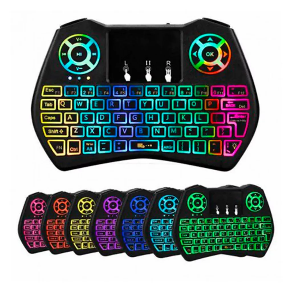 مینی کیبورد بی سیم همراه با تاچ پد مدل SUPER-RGB