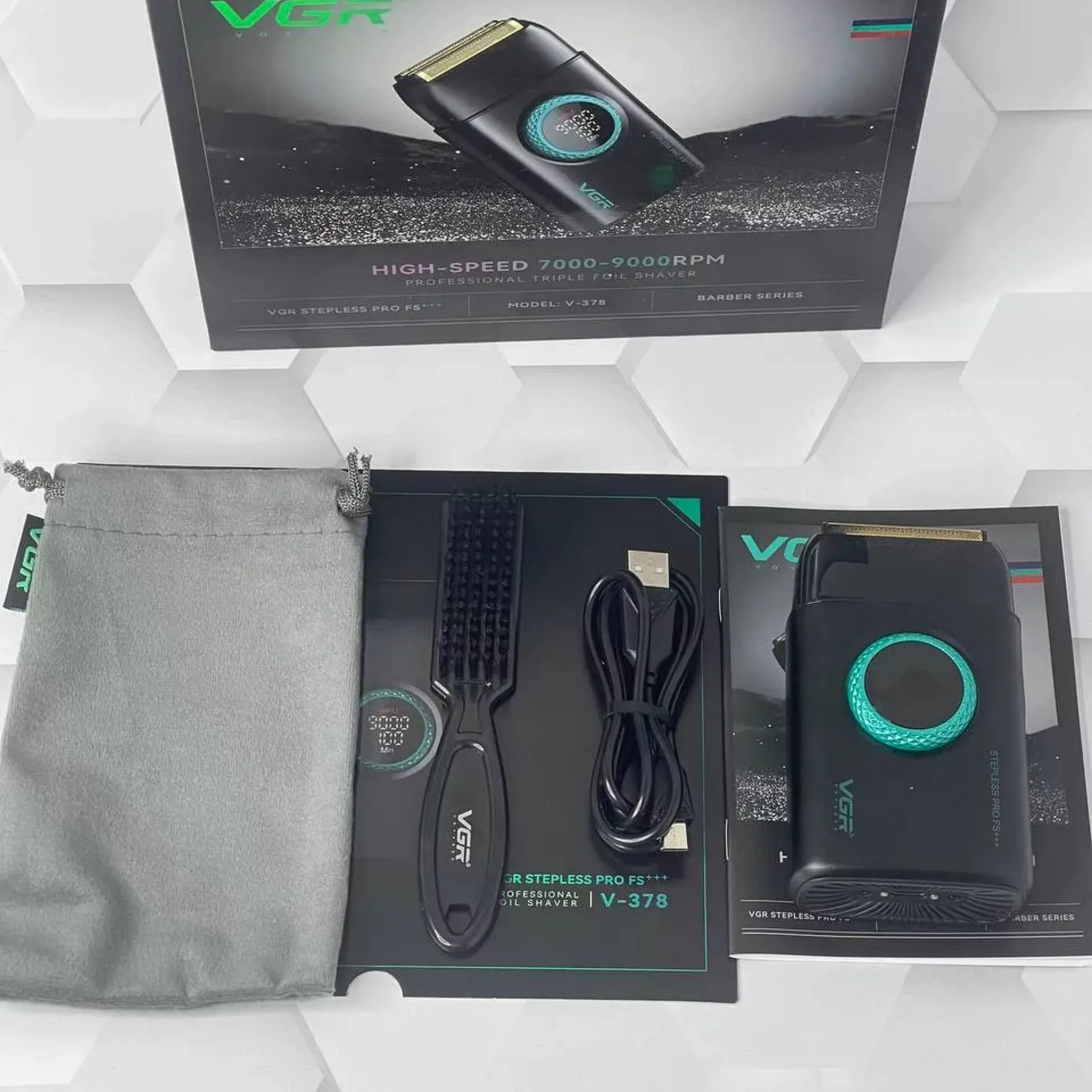 ست ماشین اصلاح موی صورت و بدن شارژی وی جی ار مدل v-378