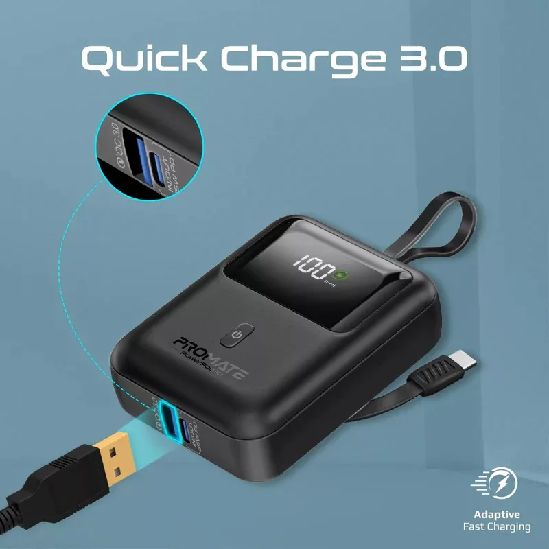 پاوربانک پرومیت مدل POWERPOD-10.BLK ظرفیت ۱۰۰۰۰ میلیآمپرساعت