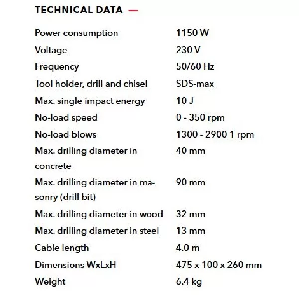 دریل تخریب فلکس مدل CHE 5-40 SDS-max