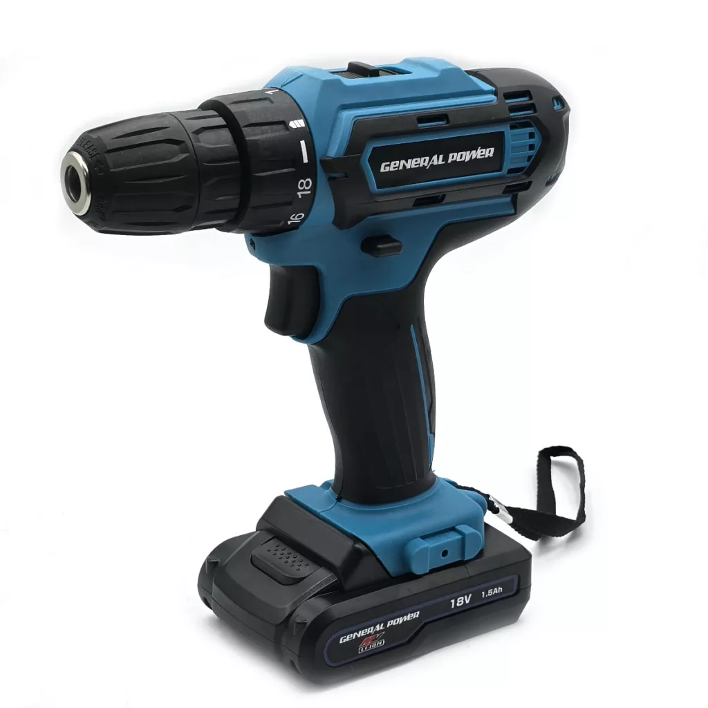 دریل پیچ گوشتی شارژی سه نظام 10 میلی متری 18 ولت جنرال پاور مدل 25N.M مجموعه 28 عددی