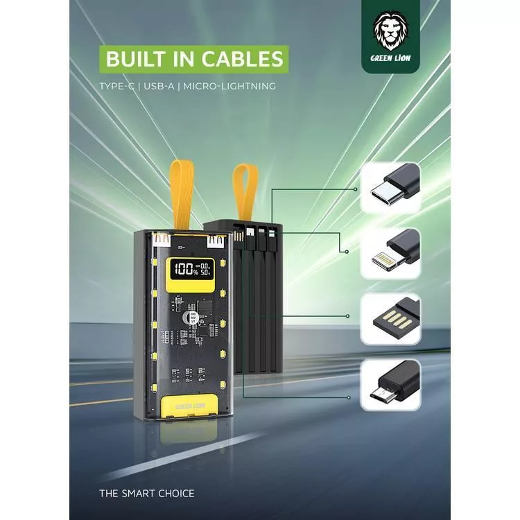 پاوربانک 20 وات گرین لاین مدل Transparent Pro ظرفیت 20000 میلی آمپر ساعت