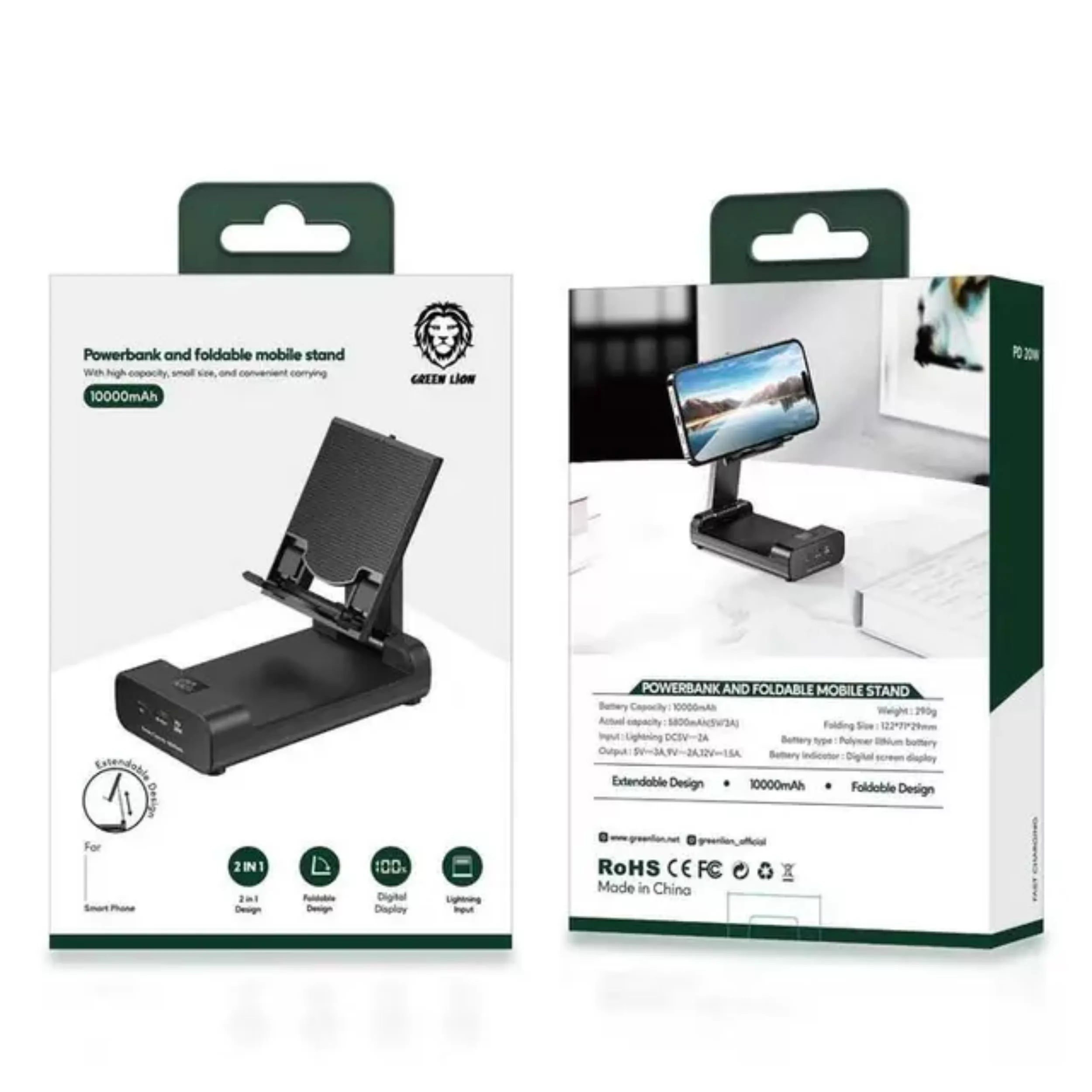 شارژر همراه گرین لاین مدل PoFold ظرفیت 10000 میلی‌آمپر ساعت