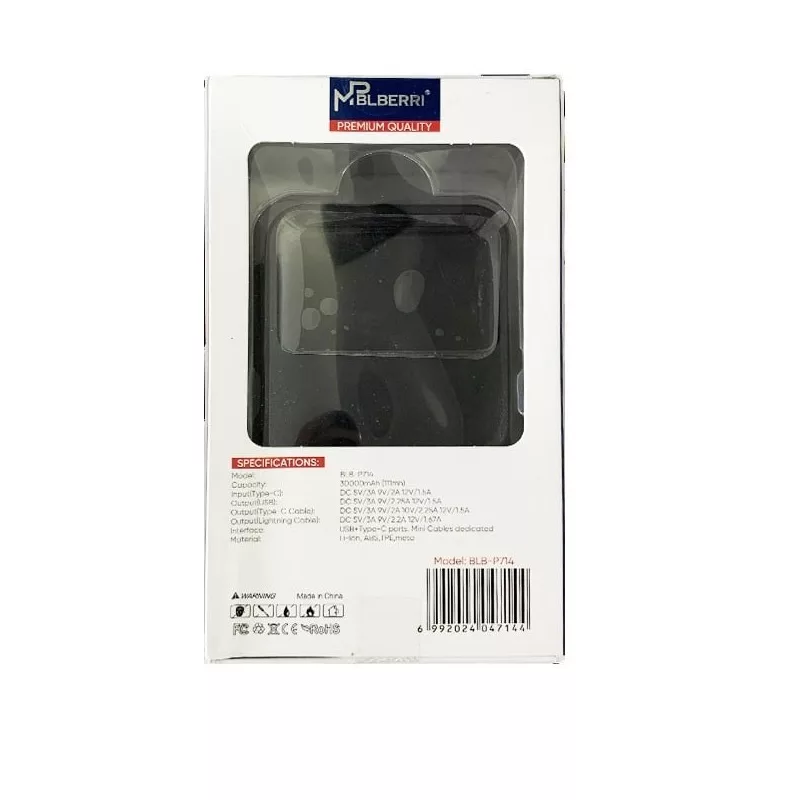 پاوربانک ام پی بلبری مدل BLB-P714 ظرفیت 30000 میلی آمپر ساعت