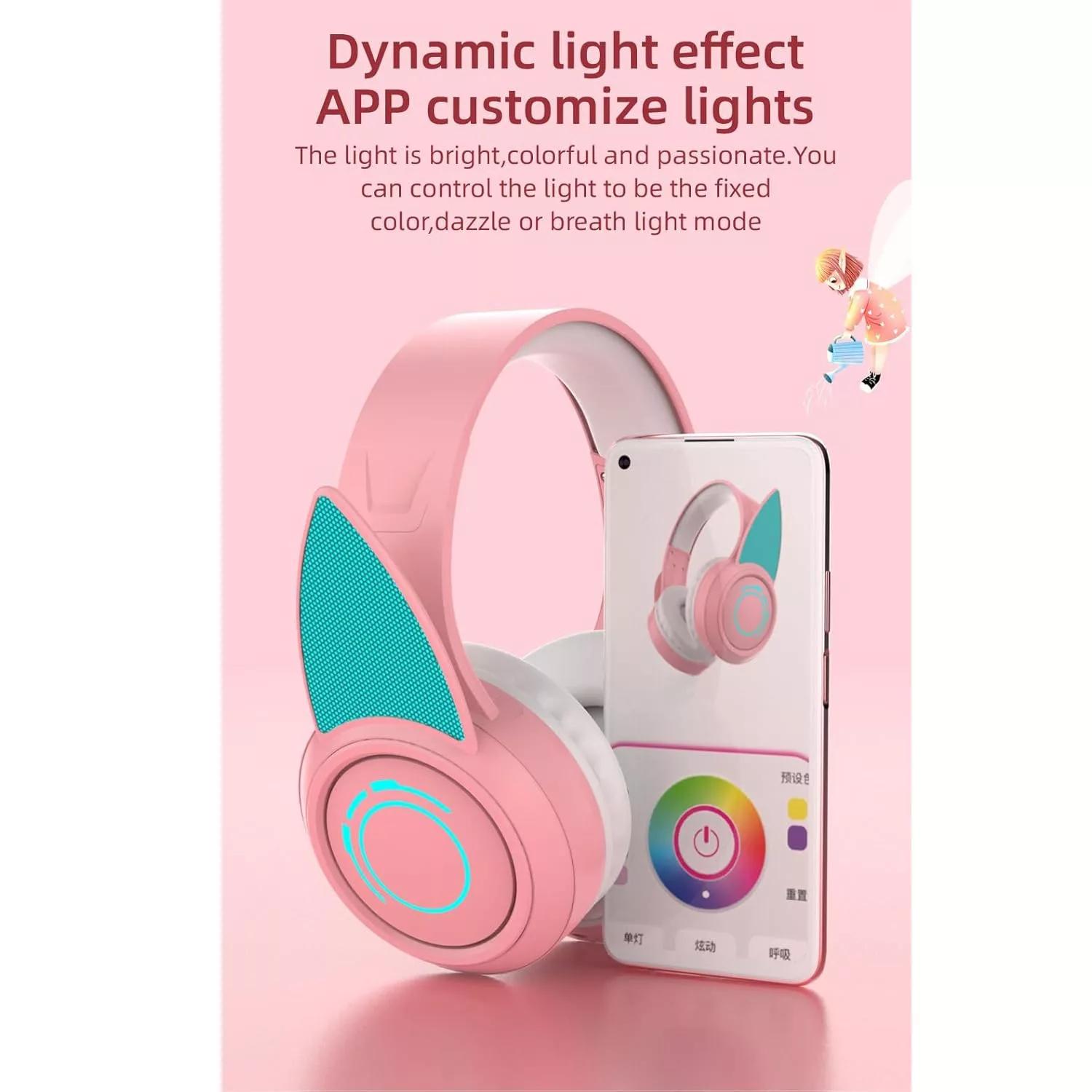 هدست بلوتوثی طرح گربه ای مدل RGB YK-070