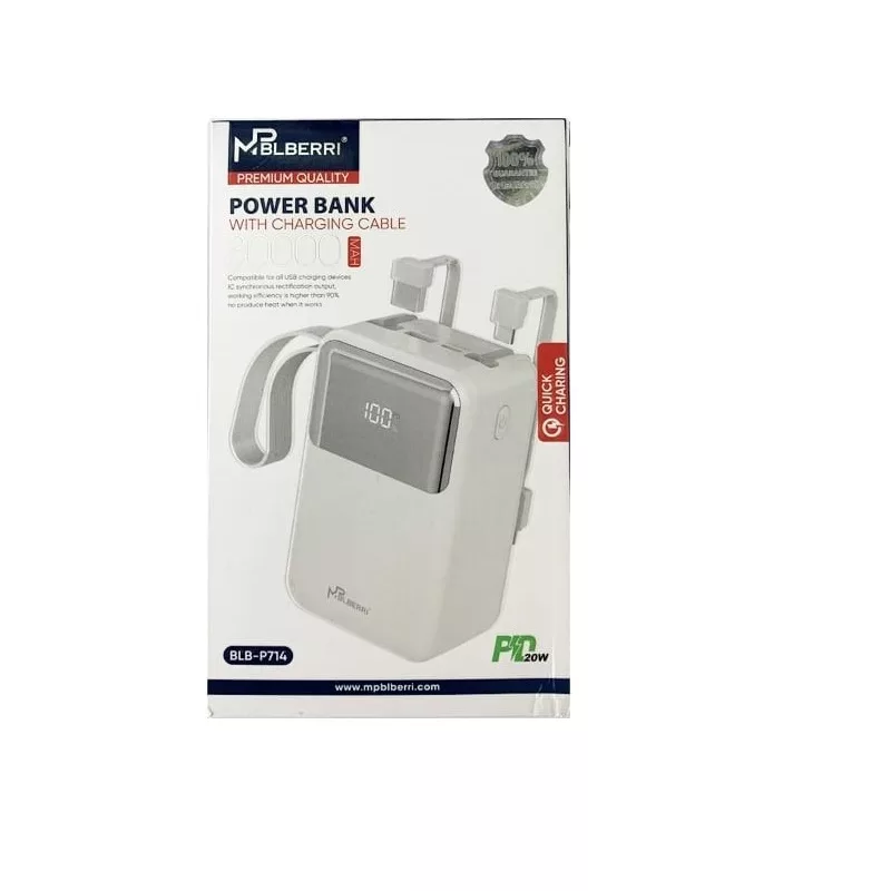 پاوربانک ام پی بلبری مدل BLB-P714 ظرفیت 30000 میلی آمپر ساعت