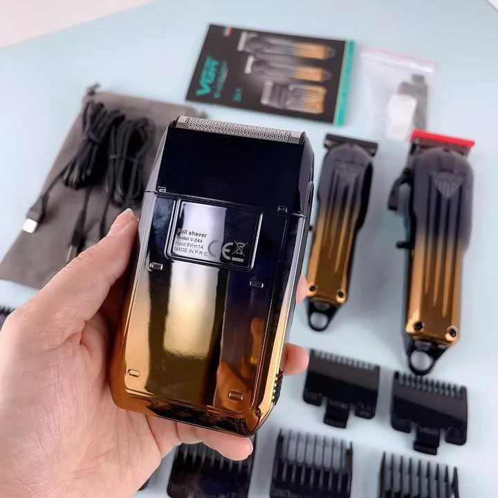 ماشین اصلاح موی سر و صورت شارژی وی جی ار مدل V-644 مجموعه سه عددی