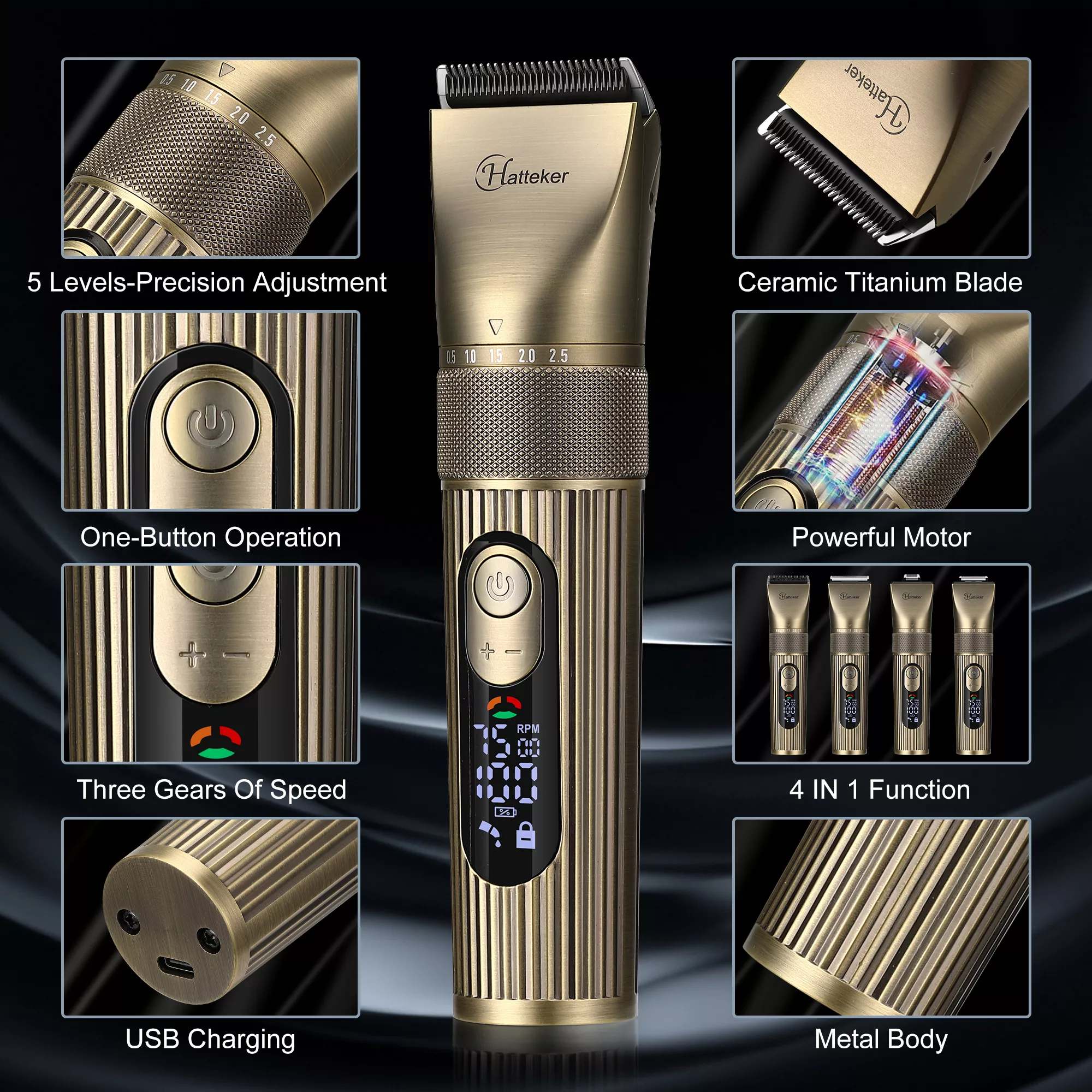 ماشین اصلاح موی سر و صورت شارژی هاتکر مدل HT-6079