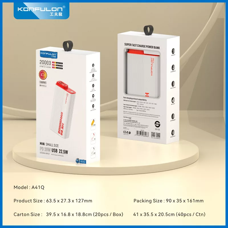 پاوربانک کانفلون مدل A41Q ظرفیت 20000 میلی آمپر ساعت