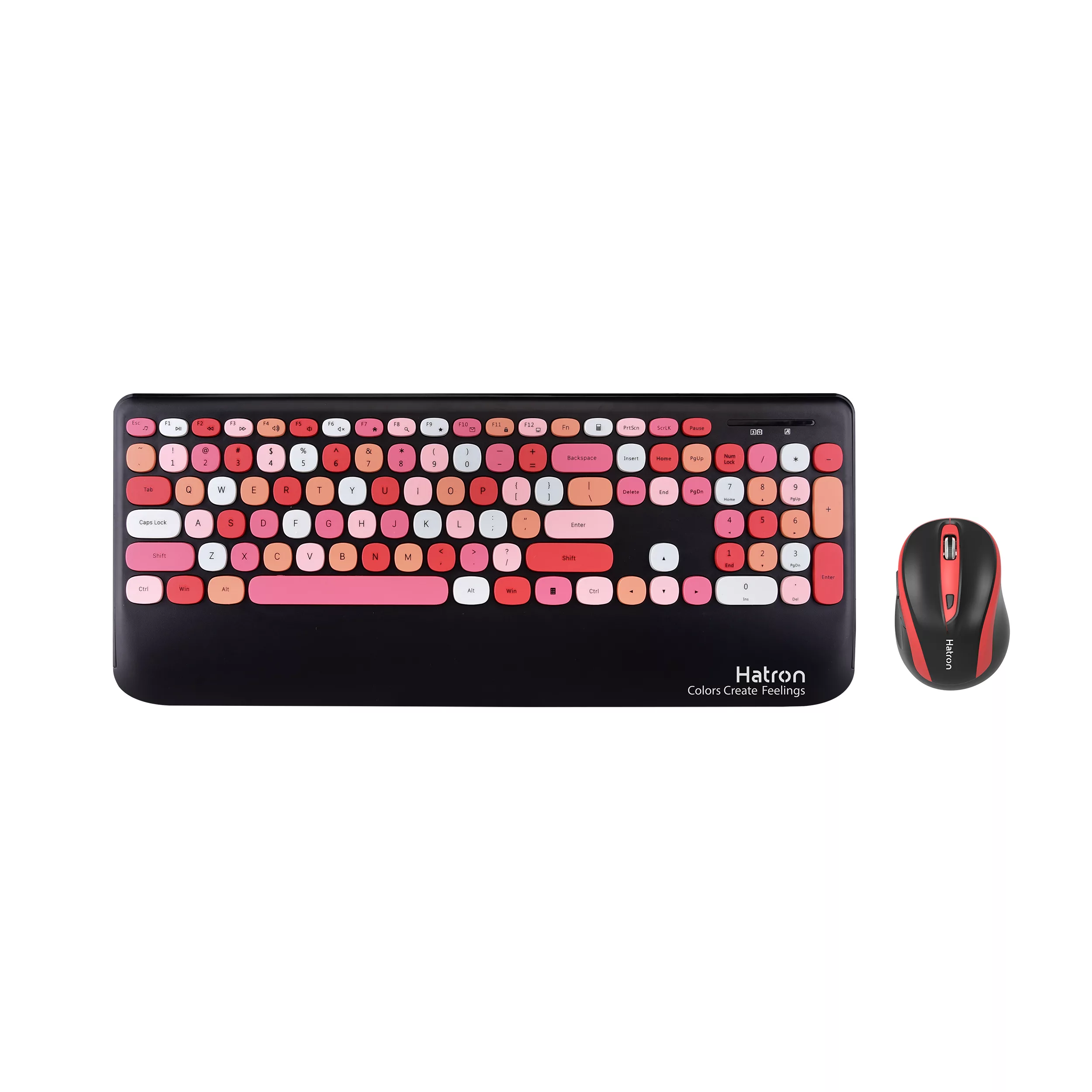 کیبورد و ماوس بی سیم هترون مدل HKCW350، سوییچ ممبران، Full-Size
