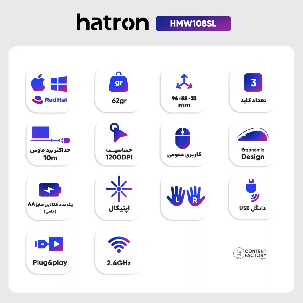 ماوس بی سیم هترون مدل HMW108SL