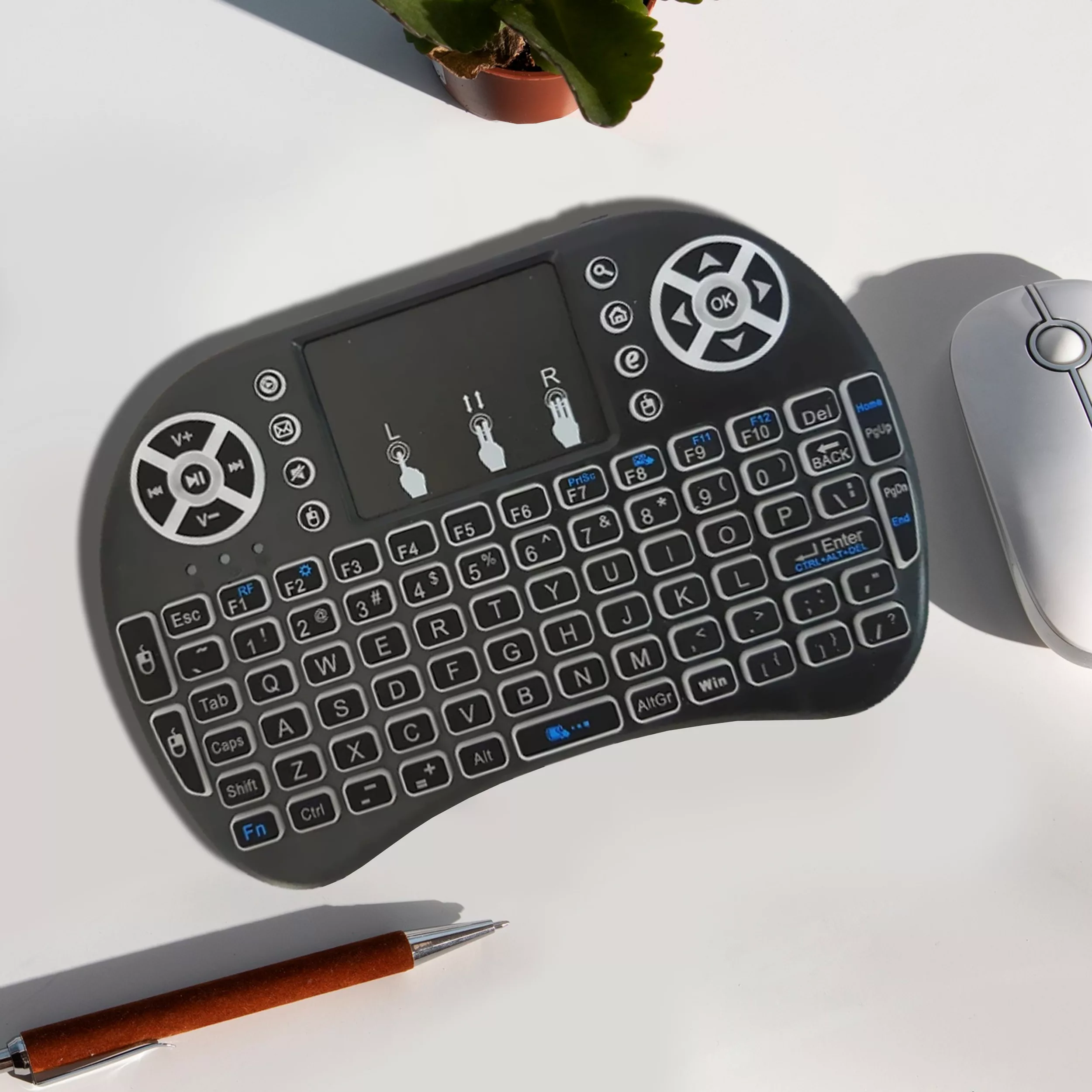 مینی کیبورد بی سیم کد 1020001125، سوییچ ممبران، Portable، نورپردازی LED RGB