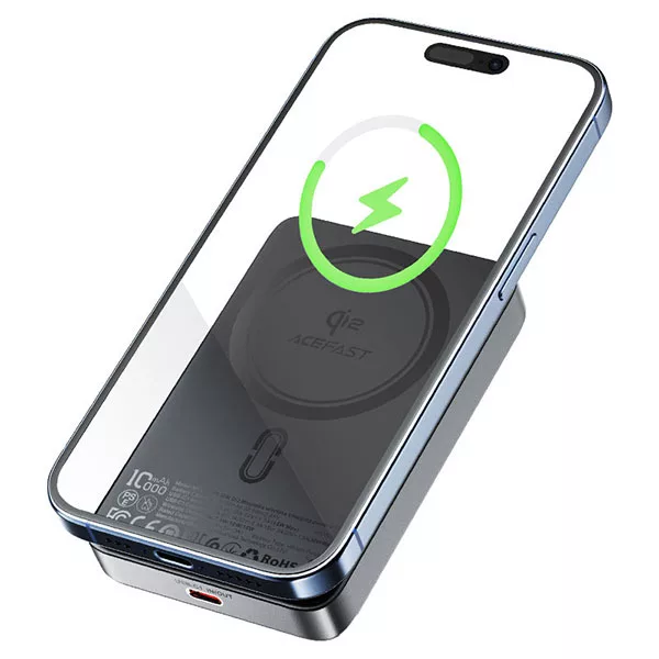 پاوربانک وایرلس ایس فست مدل M11 مگنتی ظرفیت 10000 میلی‌آمپر ساعت