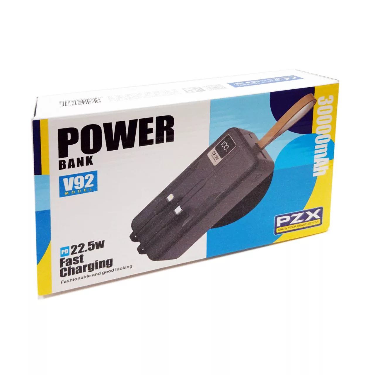 پاوربانک پی زد ایکس مدل V92 Fast Charge PD 22.5W ظرفیت 30000 میلی آمپر ساعت