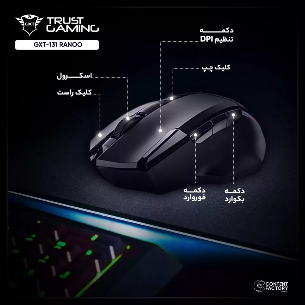 ماوس بی سیم مخصوص بازی تراست مدل GXT-131 RANOO