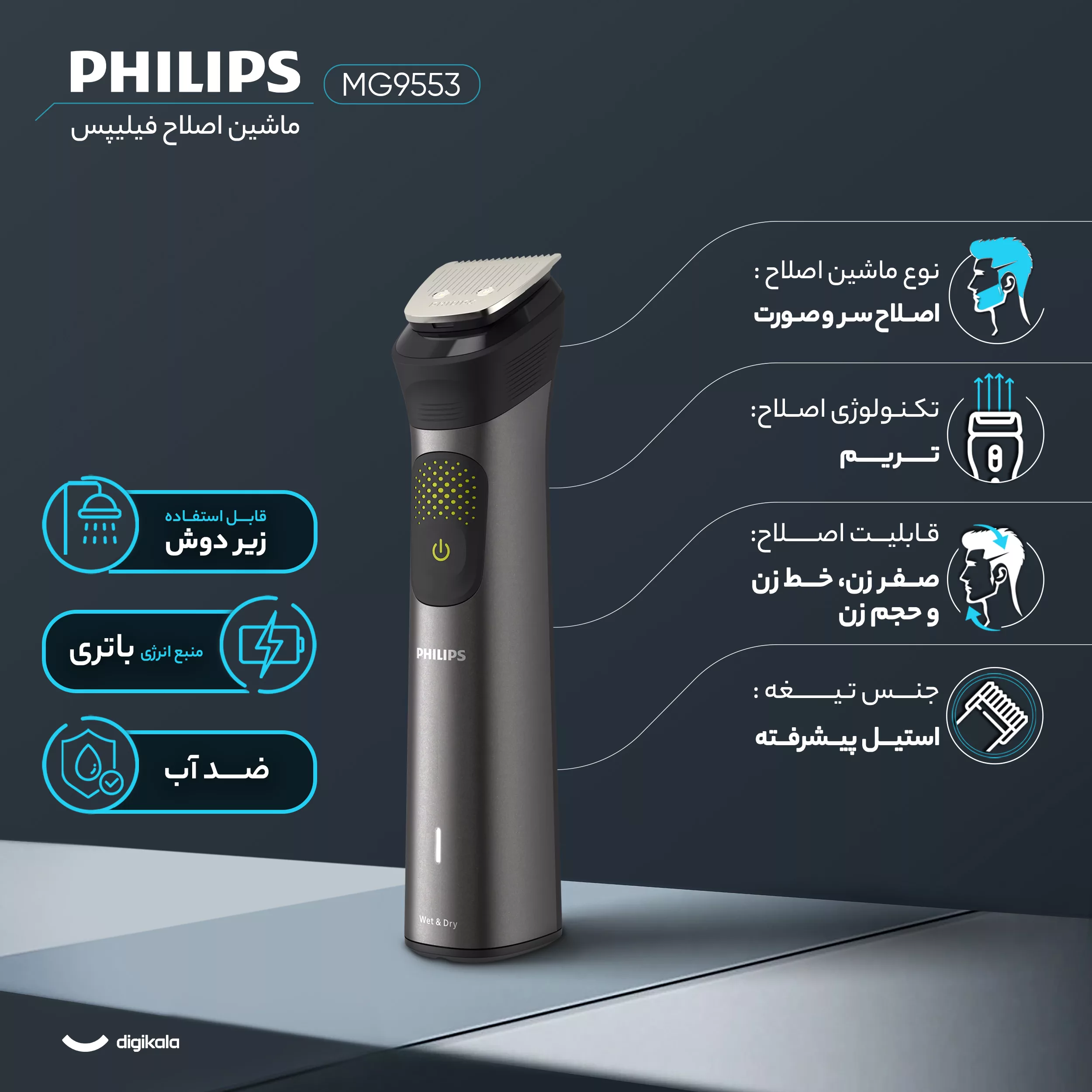 ماشین اصلاح موی سر و صورت فیلیپس مدل MG9553