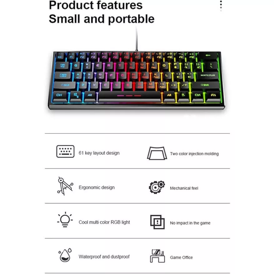 کیبورد مخصوص بازی نورث پلاس مدل KEYBOARD PHANTOM K301