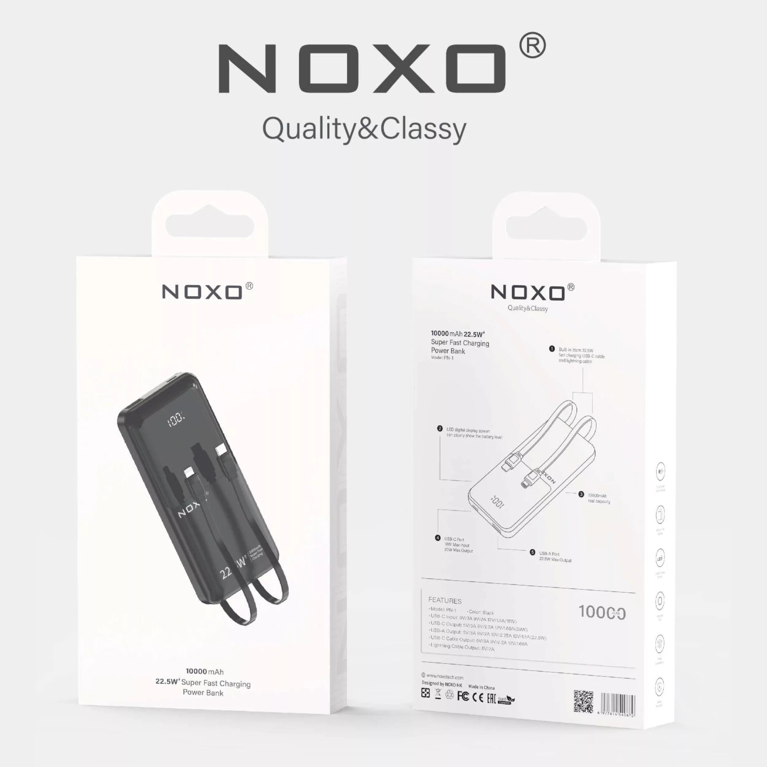 پاوربانک نوکسو مدل PN-1 ظرفیت 10 هزار میلی آمپر ساعت