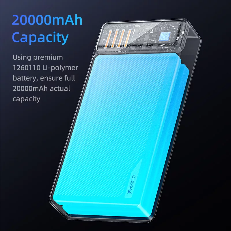 پاوربانک یسیدو مدل YP54 ظرفیت 20000 میلی آمپر ساعت