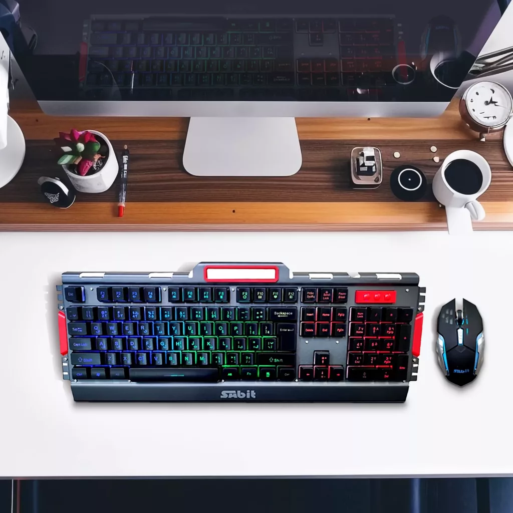 کیبورد گیمینک سابیت مدل GMK-5010 همراه با موس، Full-size، نورپردازی RGB