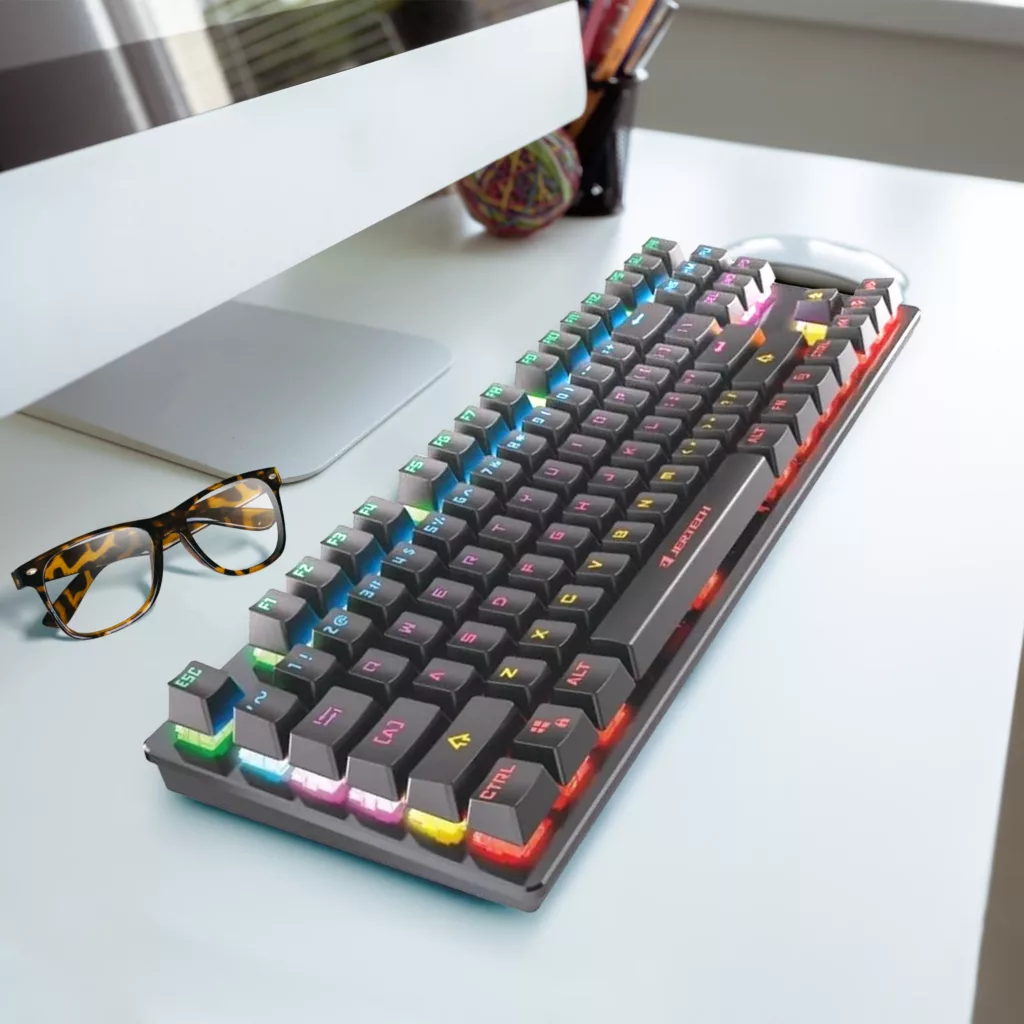 کیبورد گیمینگ جرتک مدل SPRINT JK520، مکانیکال سوییچ آبی، Full-Size، نورپردازی LED RGB