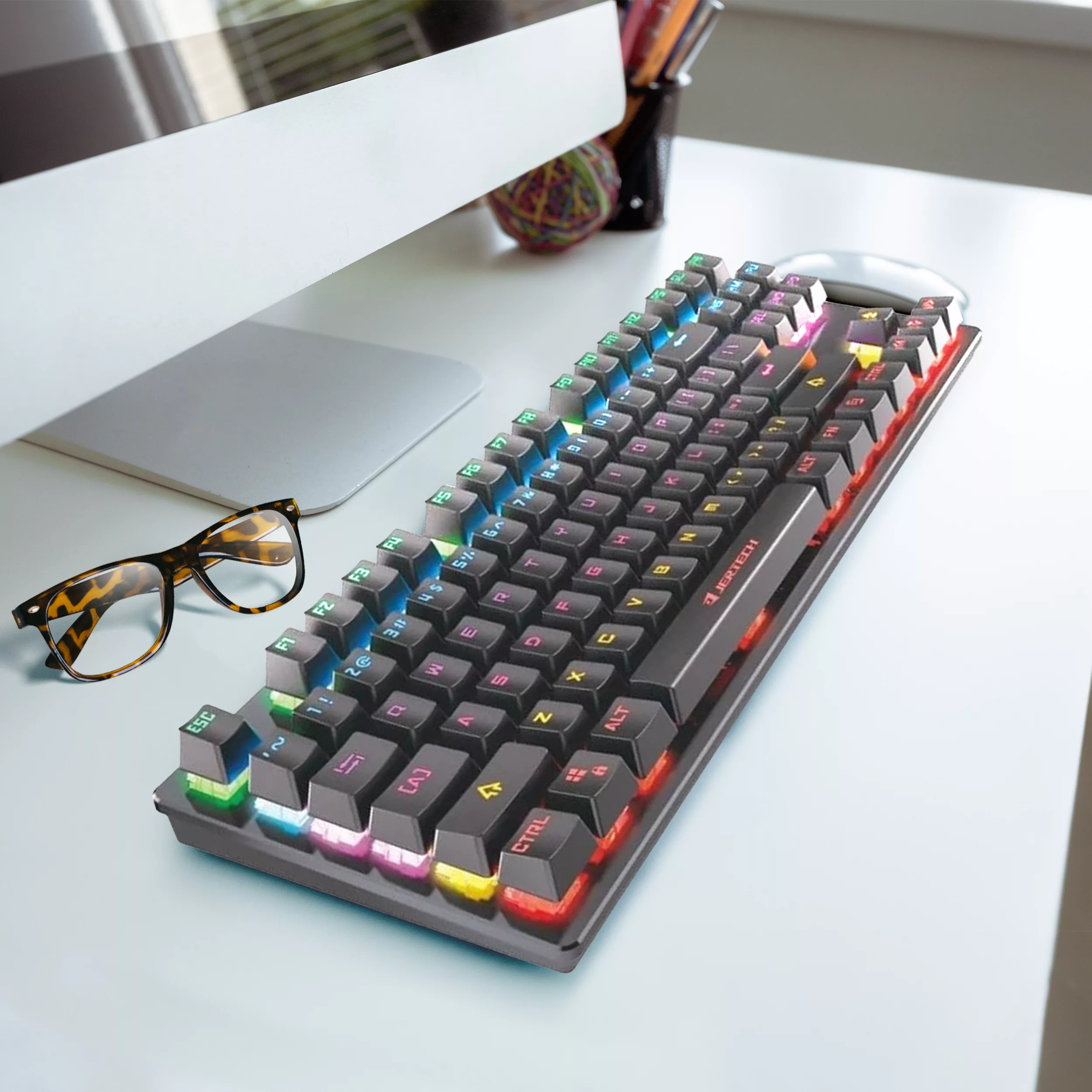 کیبورد گیمینگ جرتک مدل SPRINT JK520، مکانیکال سوییچ آبی، Full-Size، نورپردازی LED RGB