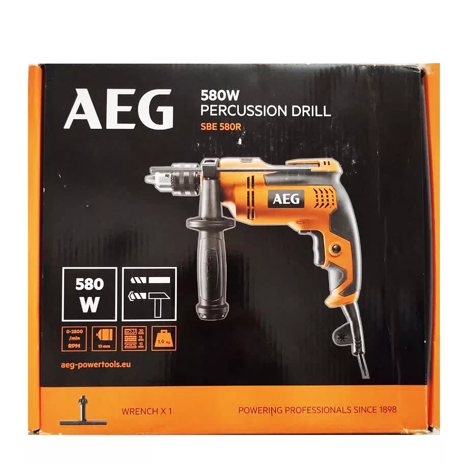 دریل چکشی 13 میلیمتری، 580 وات آ ا گ مدل SBE 580R به همراه مته چوب و آهن