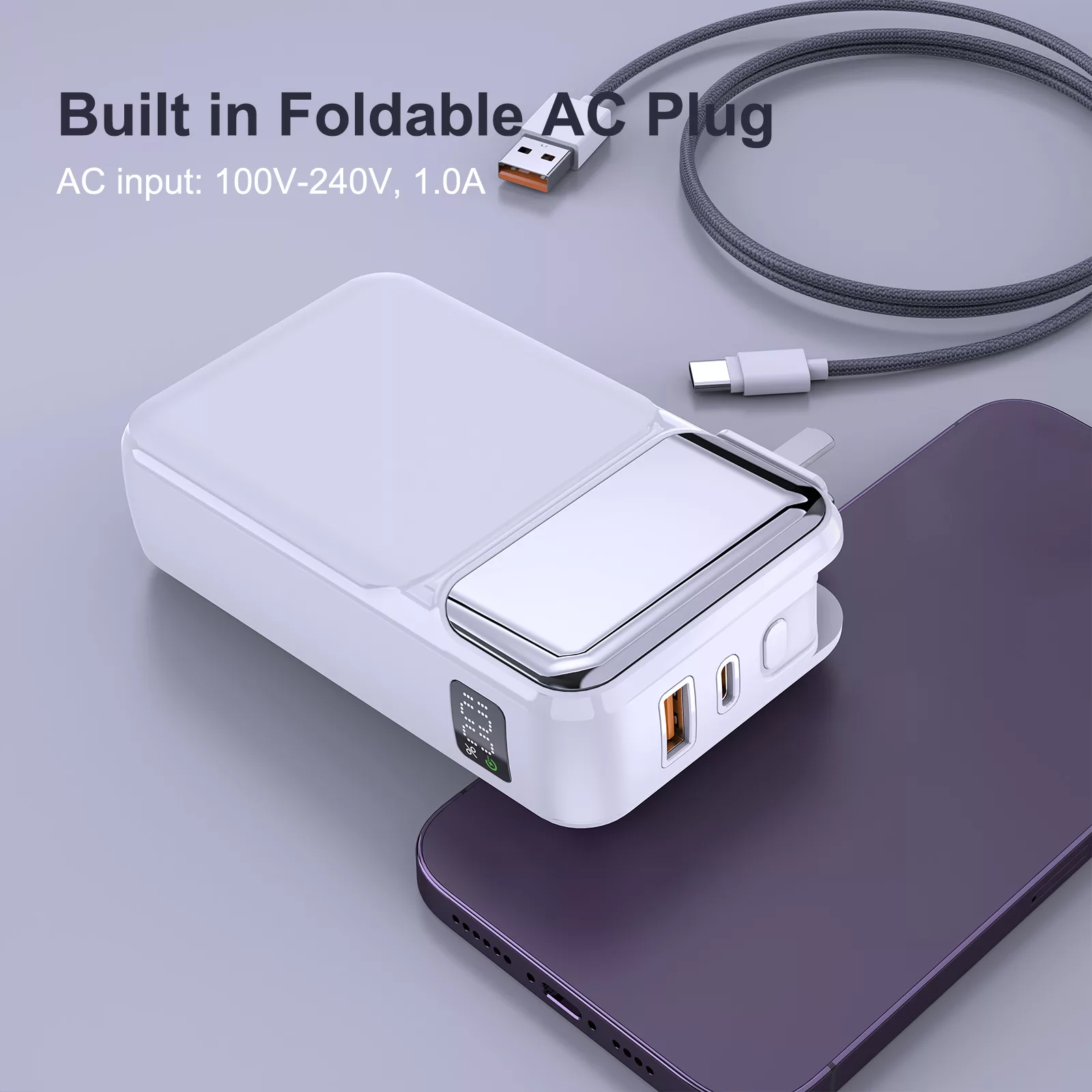 پاوربانک پارمپ مدل PBF-PL20000 22.5W ظرفیت 20000 میلی آمپر ساعت