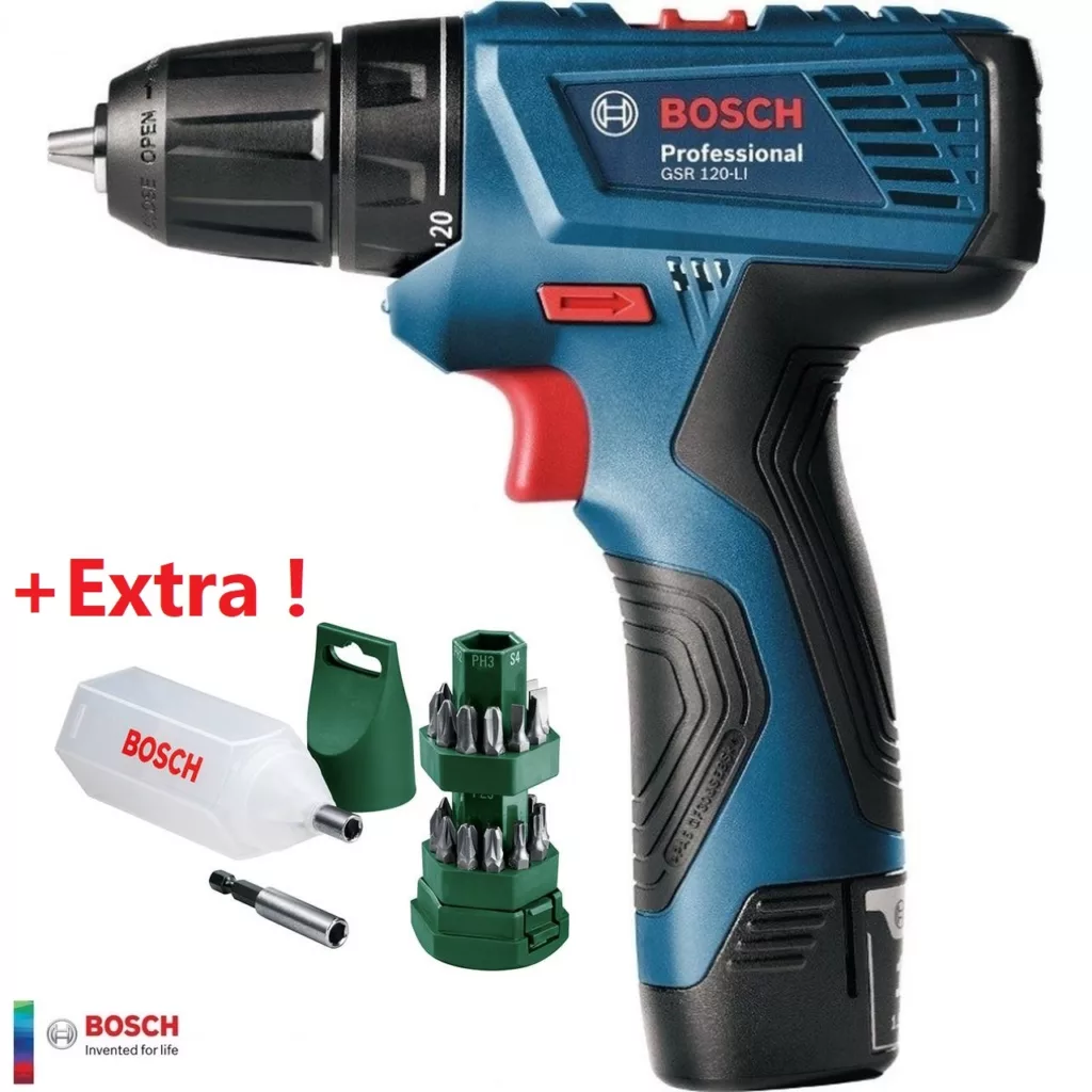 دریل پیچ گوشتی بوش مدل GSR-120LI+EXTRA به همراه مجموعه 25 عددی سری پیچ گوشتی
