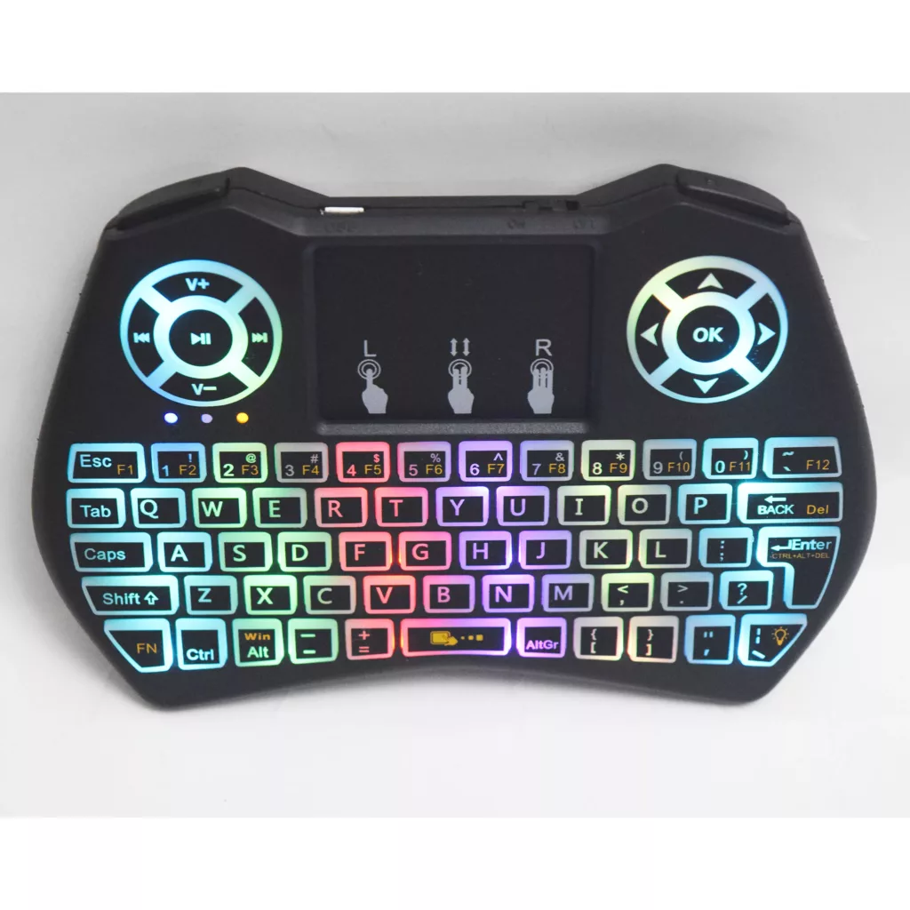 مینی کیبورد بی سیم همراه با تاچ پد مدل SUPER-RGB