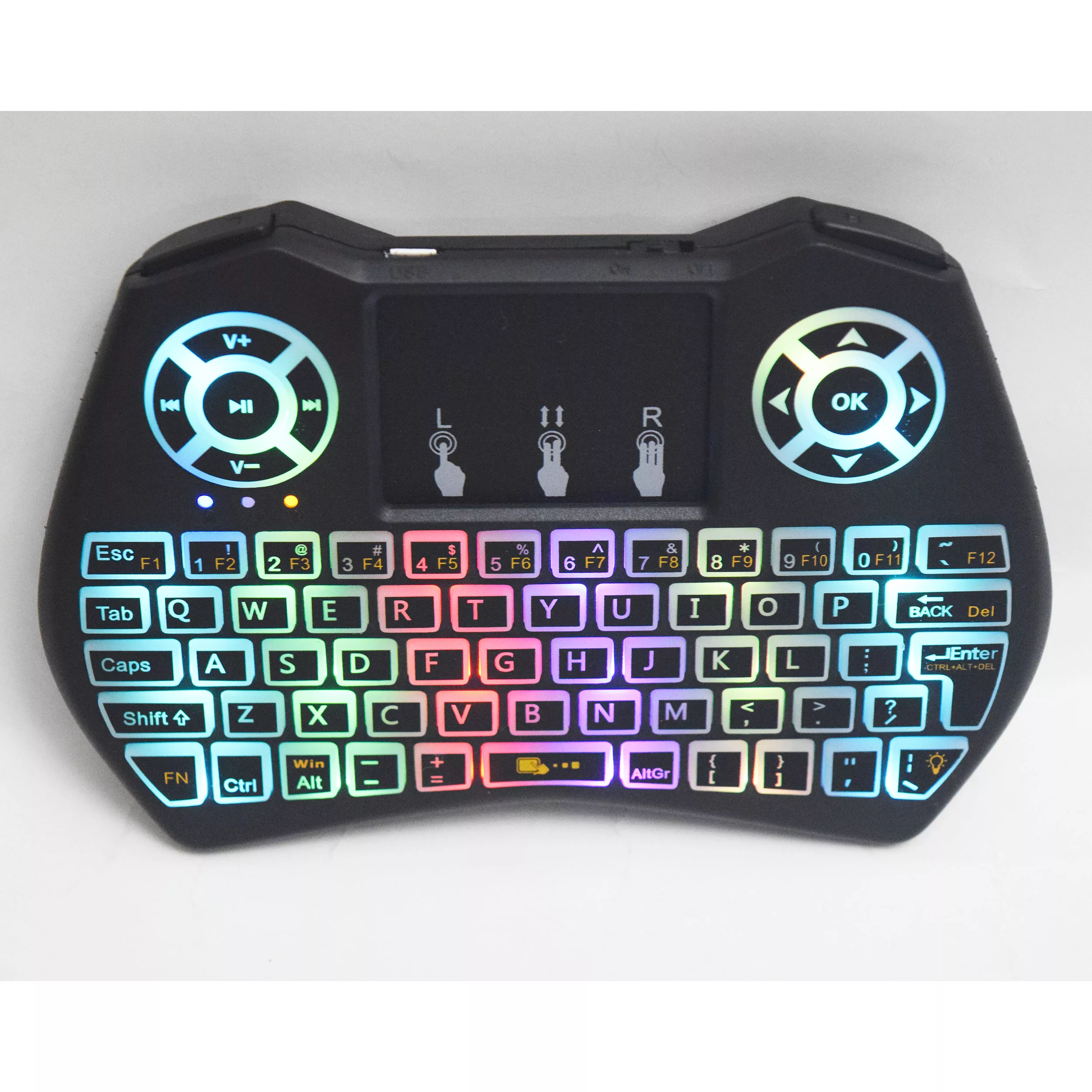 مینی کیبورد بی سیم همراه با تاچ پد مدل SUPER-RGB