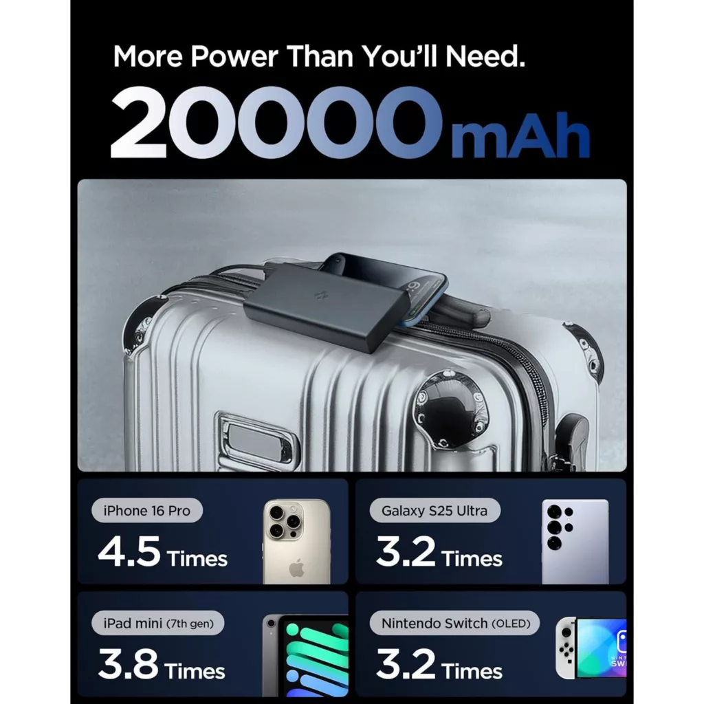 پاوربانک اسپیگن مدل EA3020 ظرفیت 20000 میلیآمپر ساعت