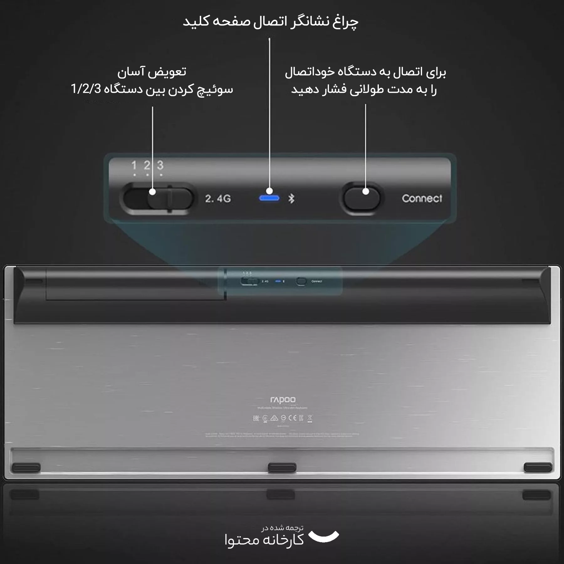 کیبورد و ماوس بی سیم رپو مدل 9900M، سوییچ ممبران ، Full Size