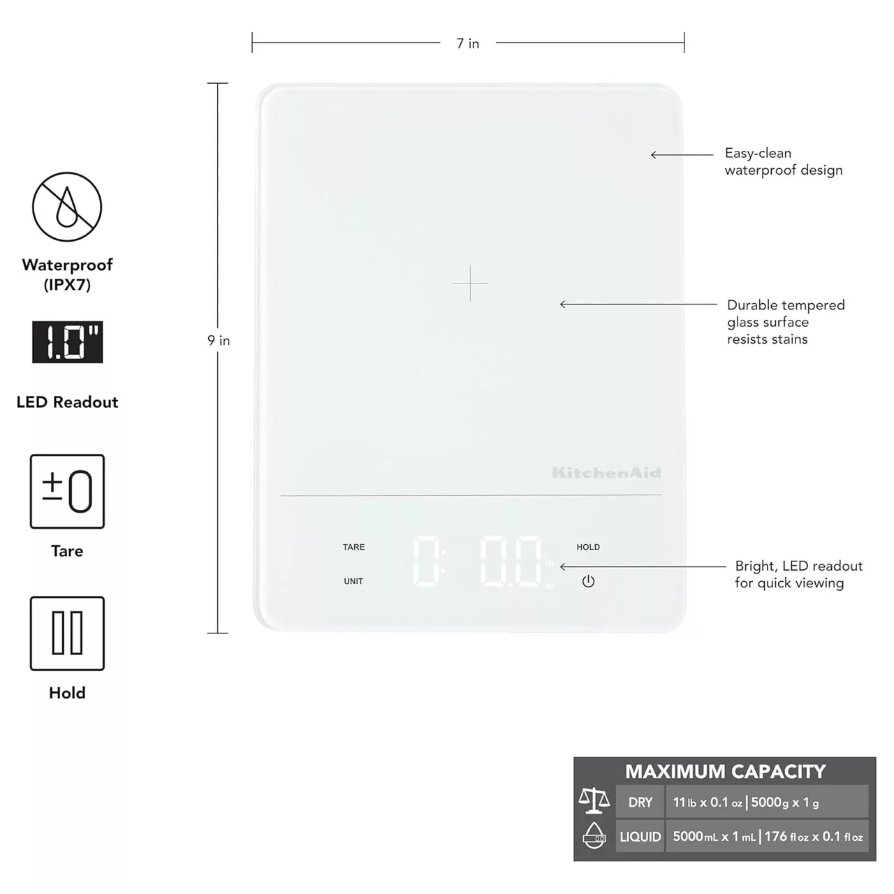 ترازو آشپزخانه دیجیتال کیچن اید مدل KQ913 حداکثر ظرفیت قابل اندازهگیری 5 کیلوگرم با دقت اندازهگیری 1 گرم
