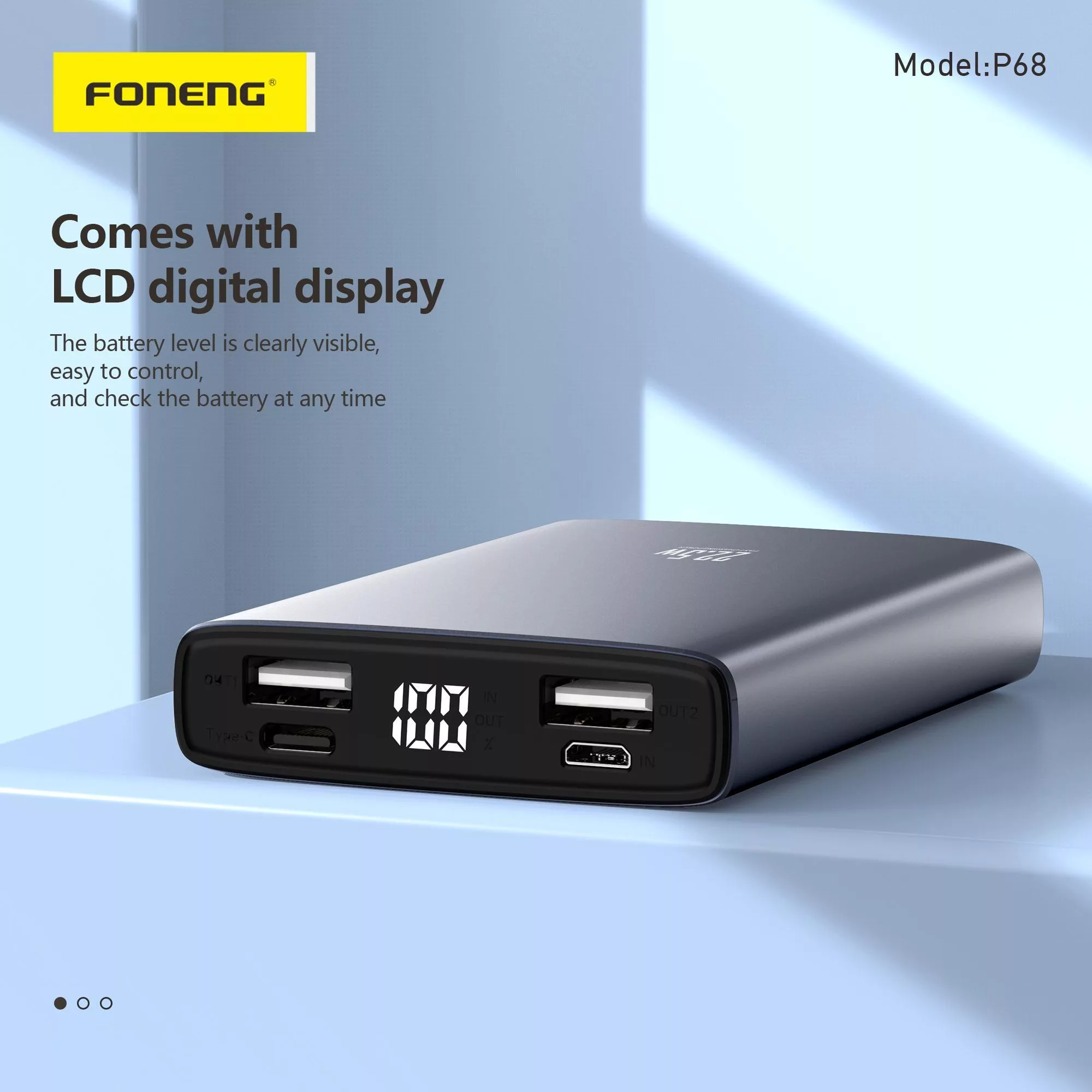 پاوربانک فوننگ مدل P68 ظرفیت 10000 میلی آمپر ساعت