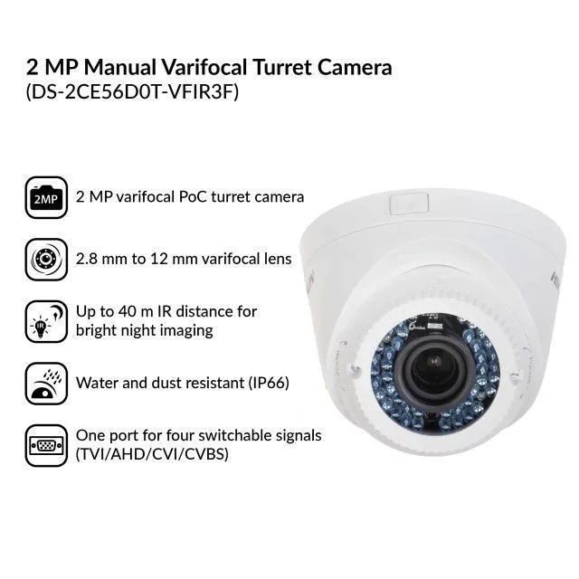 دوربین مداربسته آنالوگ هایک ویژن مدل DS-2CE56D0T-VFIR3F