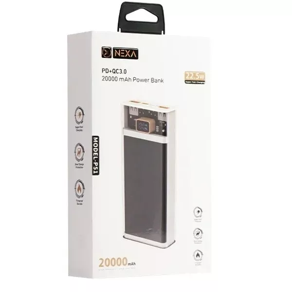 پاوربانک نکسا مدل p-51 ظرفیت 20000 میلی آمپر ساعت