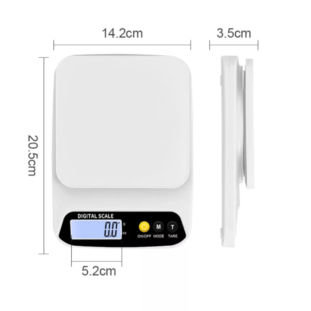 ترازو آشپزخانه دیجیتال مدل  scale-Stainless حداکثر ظرفیت قابل اندازه‌گیری 10 کیلوگرم با دقت اندازه‌گیری 1 گرم