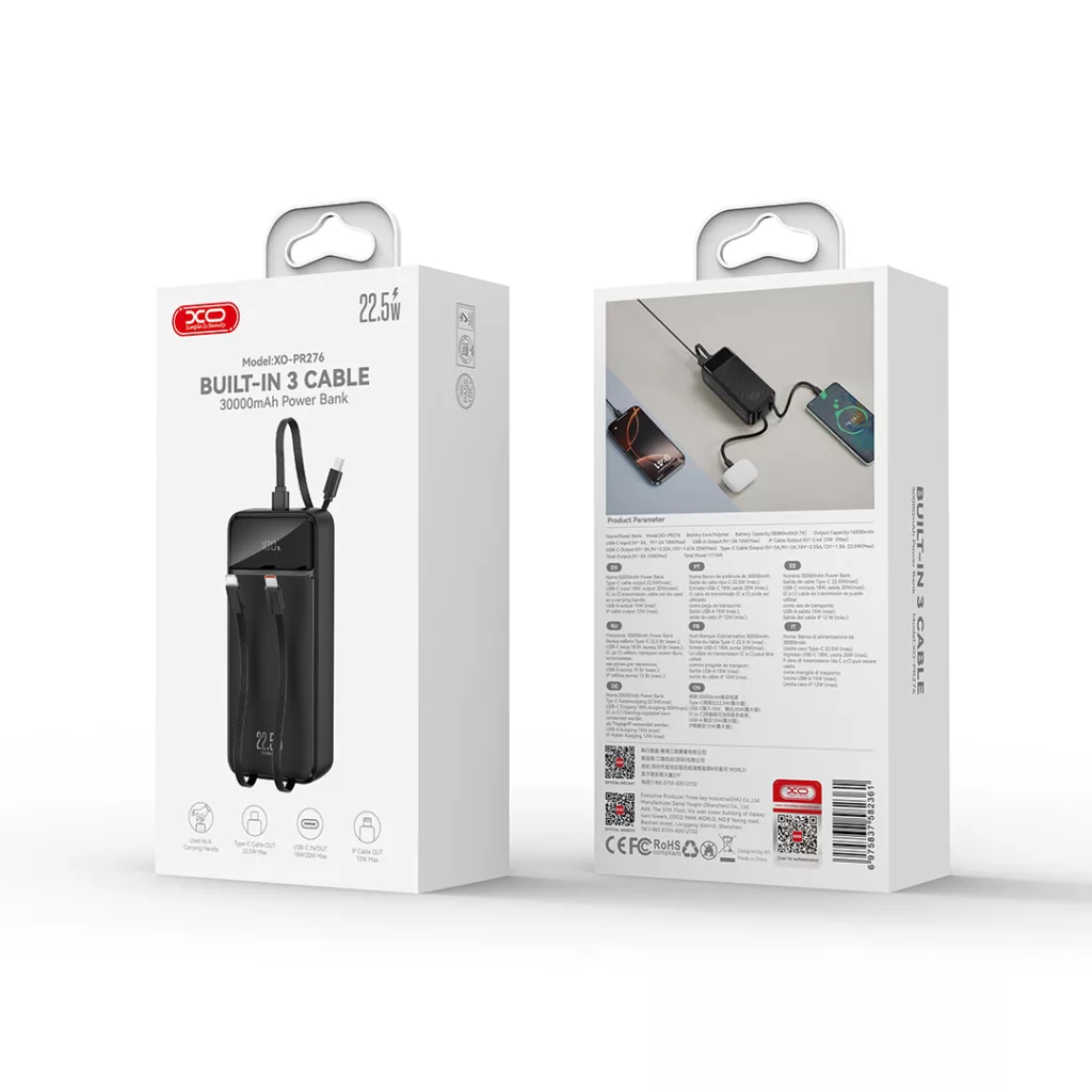پاوربانک ایکس او مدل PR276 ظرفیت 30000 میلی آمپر ساعت