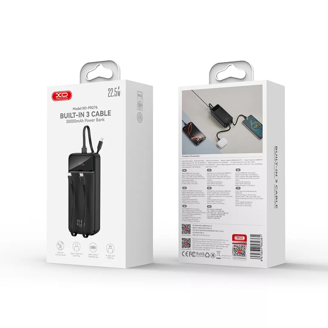 پاوربانک ایکس او مدل PR276 ظرفیت 30000 میلی آمپر ساعت