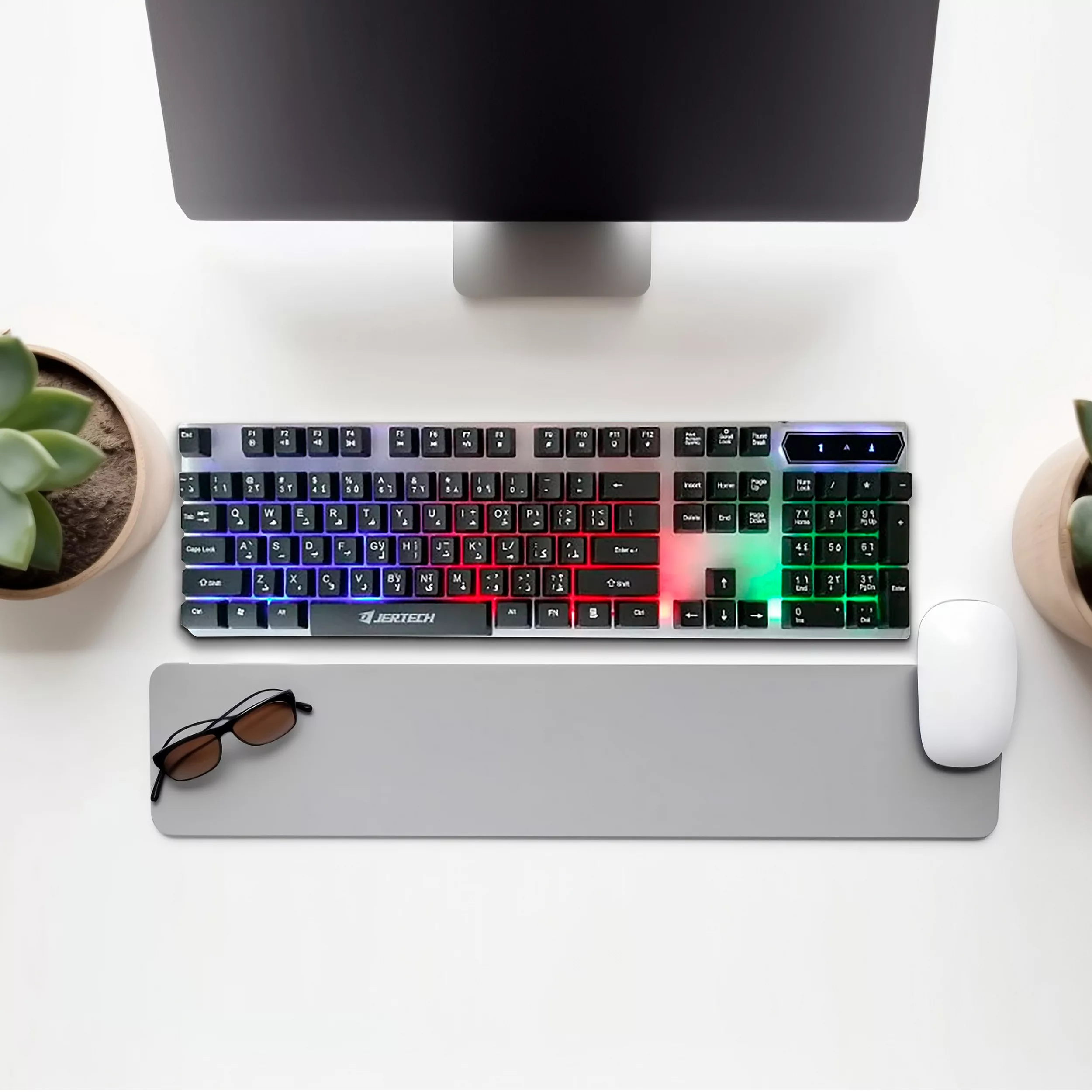 کیبورد گیمینگ جرتک مدل K358، سوئیچ ممبران، Full-Size، نورپردازی بک لایت