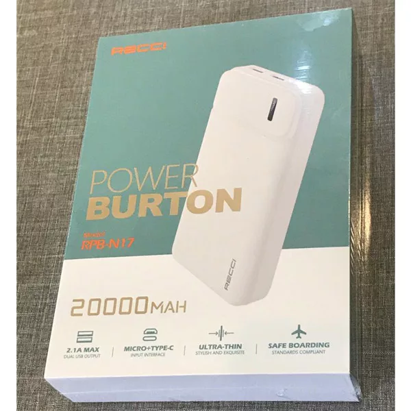 پاوربانک رسی مدل RPB-N17 ظرفیت 20000 میلی آمپر ساعت